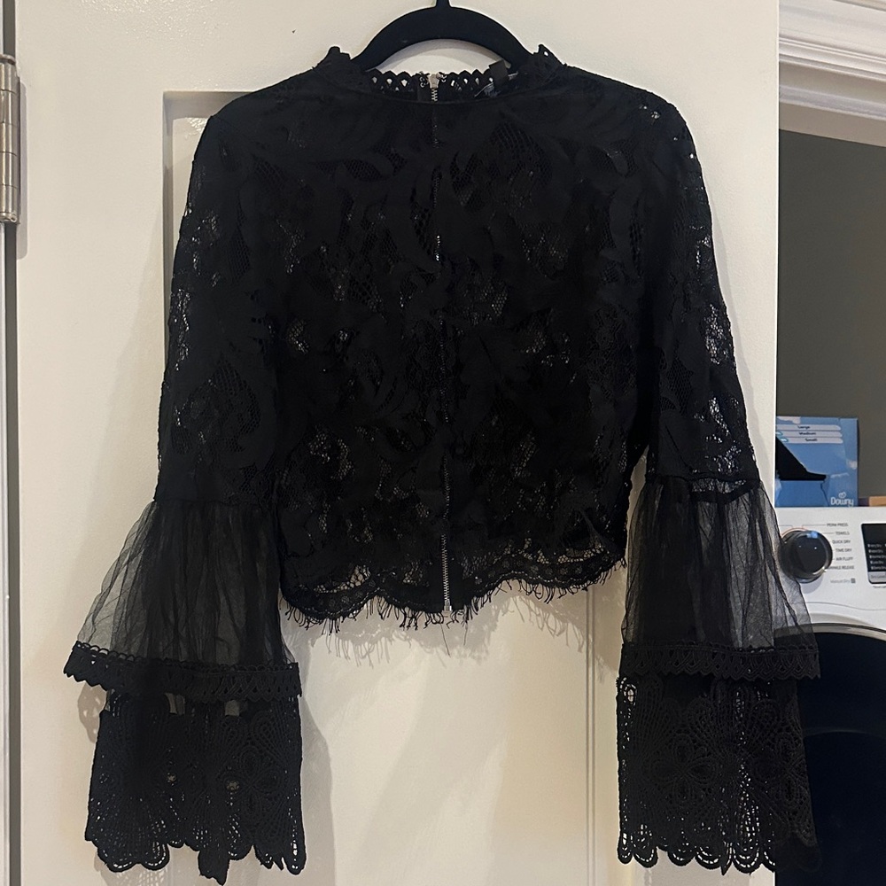 Forever 21 Black Lace Bell Sleeve Blouse
